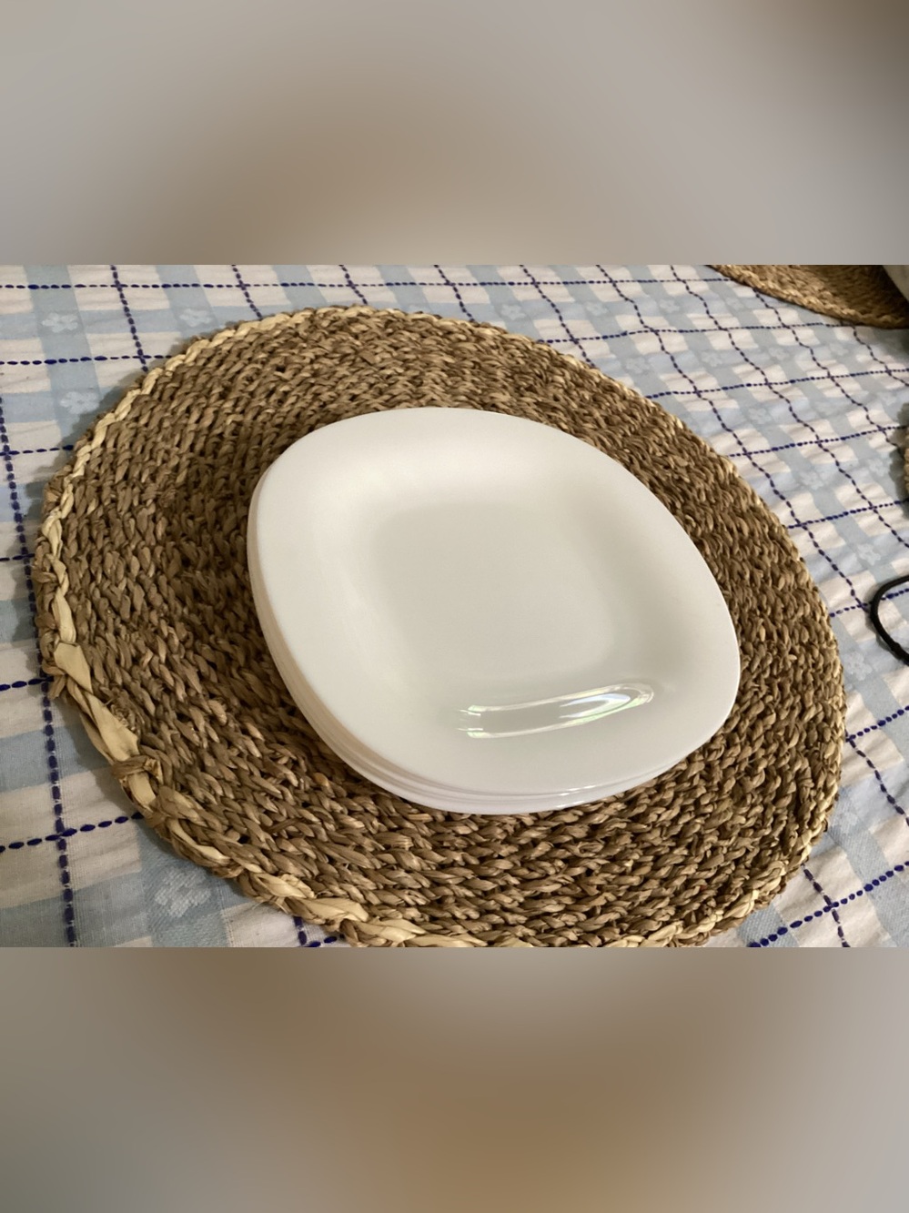 Classic White Ceramic Square Dinner Plates - Set of 4